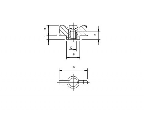 Flügelmutter GB 30 - Technische Zeichnung | Kuala Kunststofftechnik GmbH